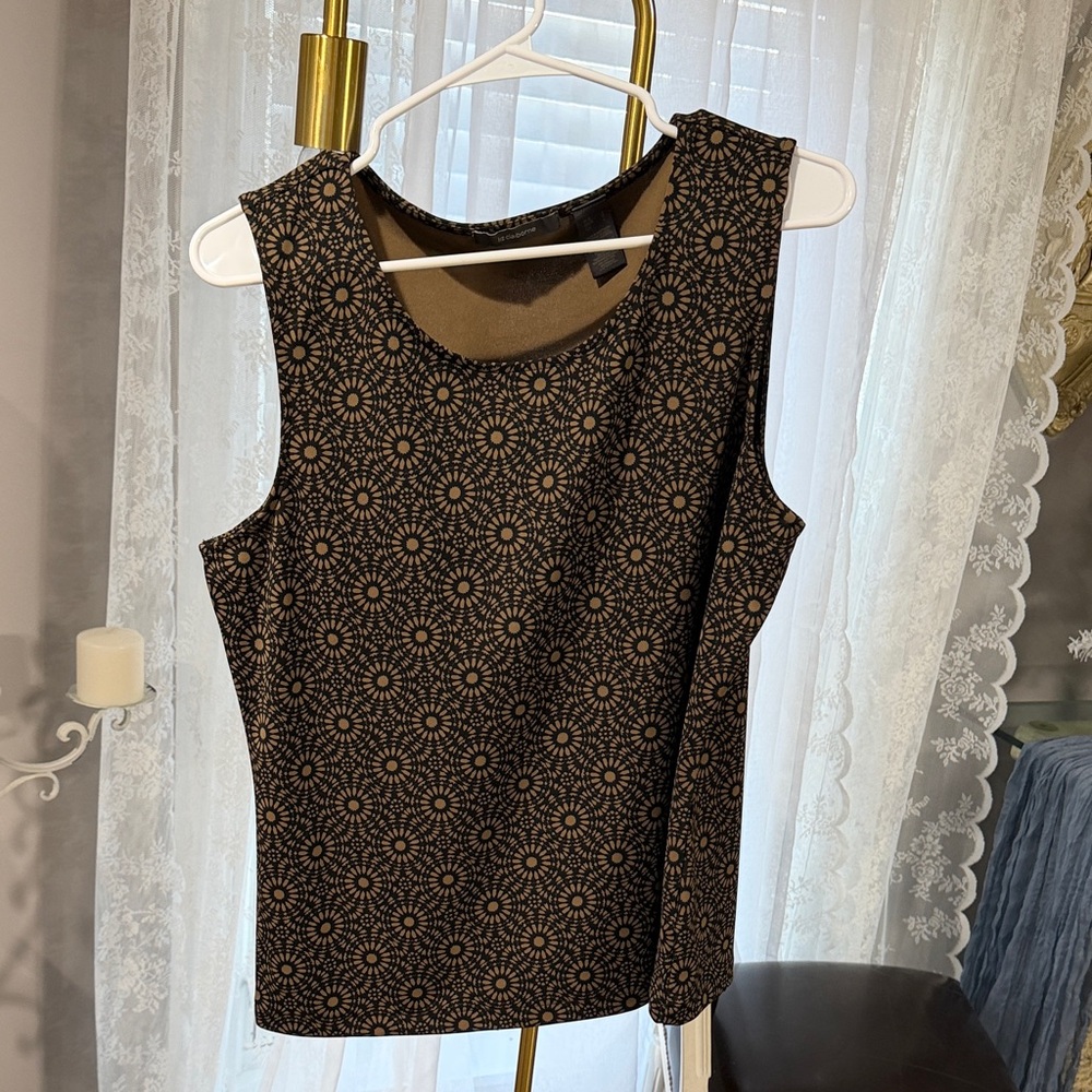 Liz Claiborne Black and Tan Patterned Blouse